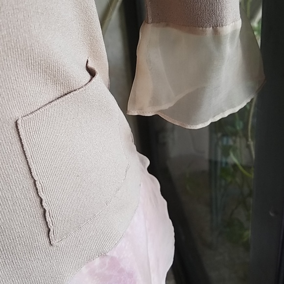 Vtg Jill Sanders blouse beige small organza detail - Picture 7 of 8